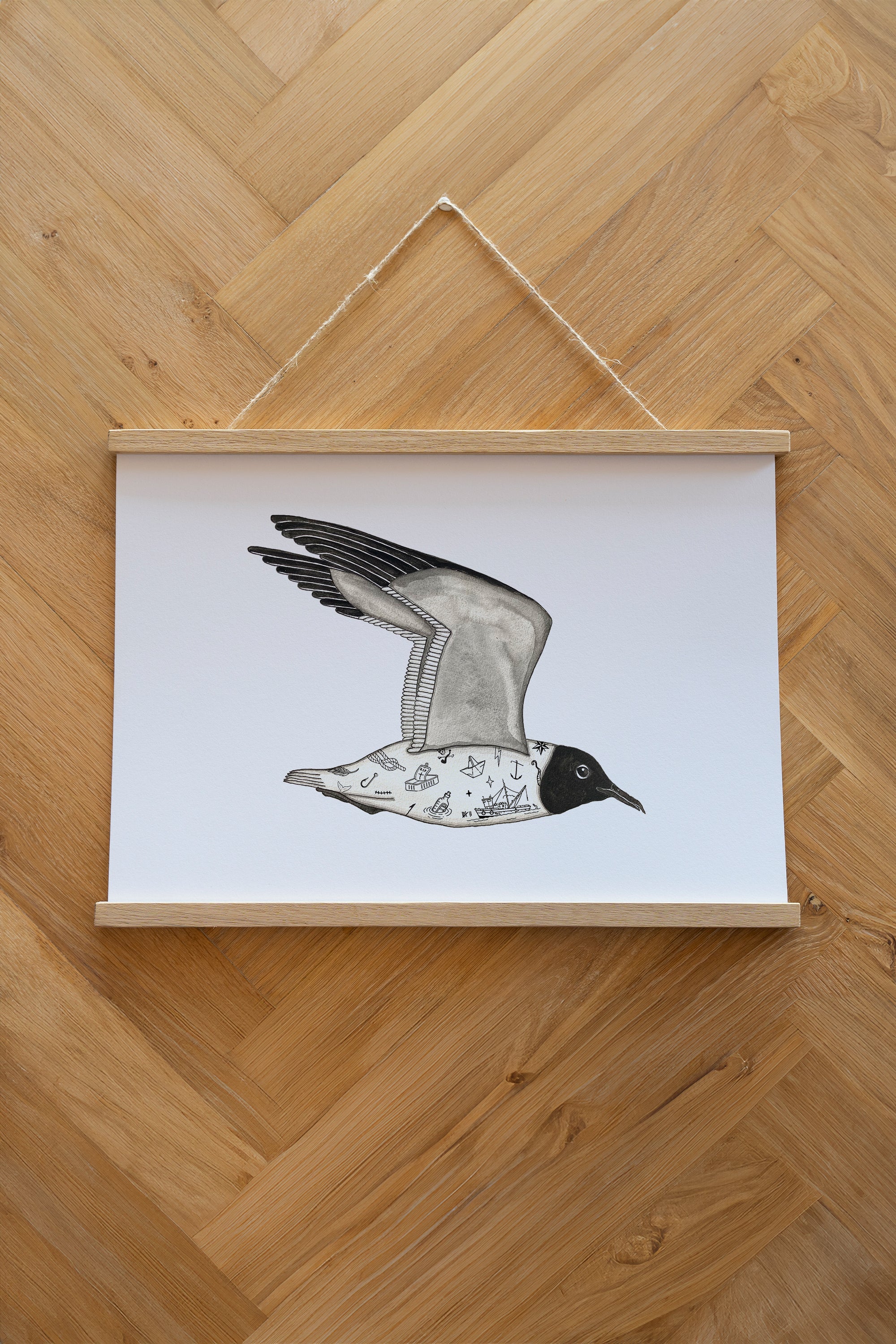 Tattooed Seagull Plakat - White