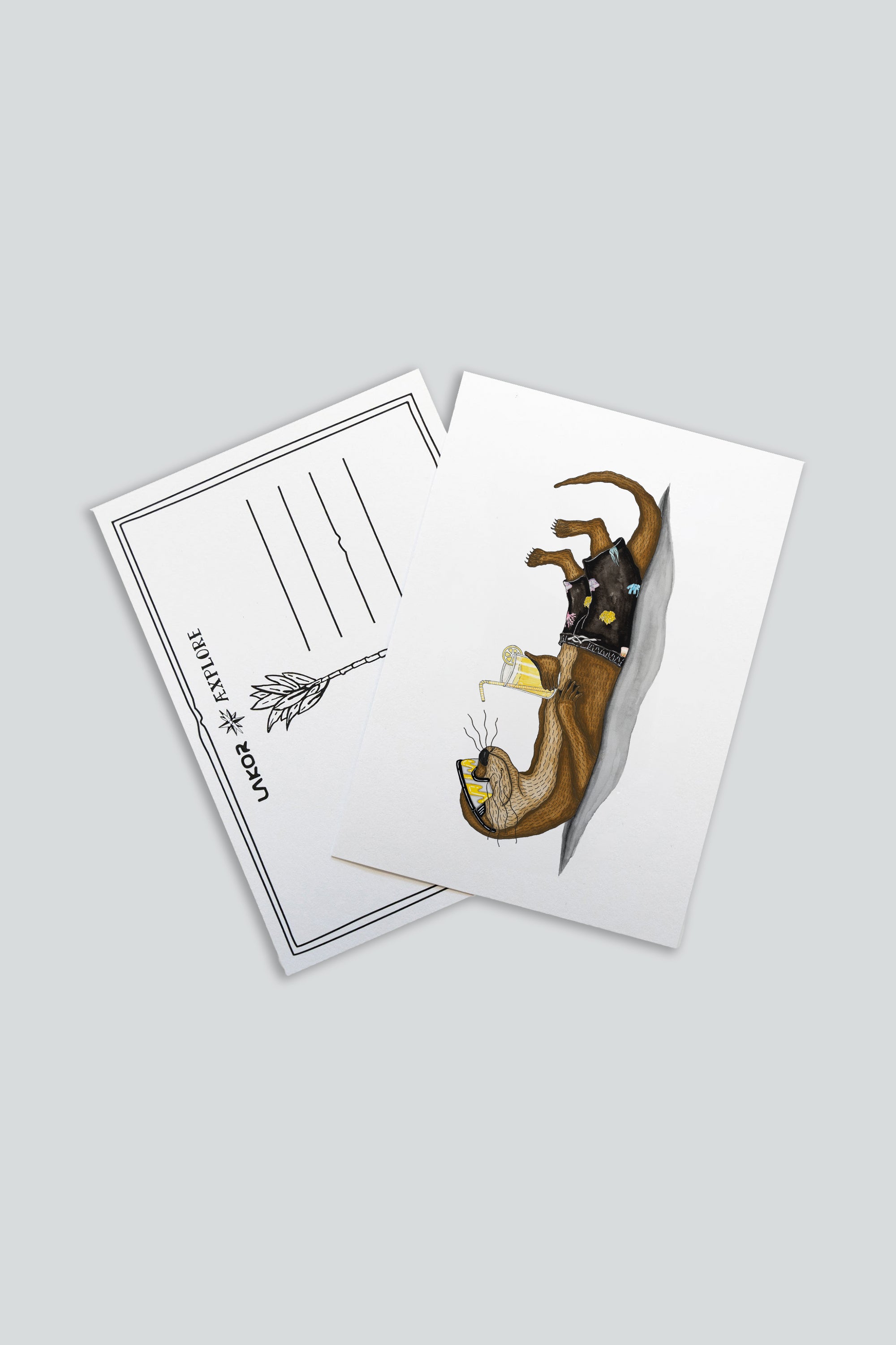LAKOR An Otter Vacation Postcard Postcard White