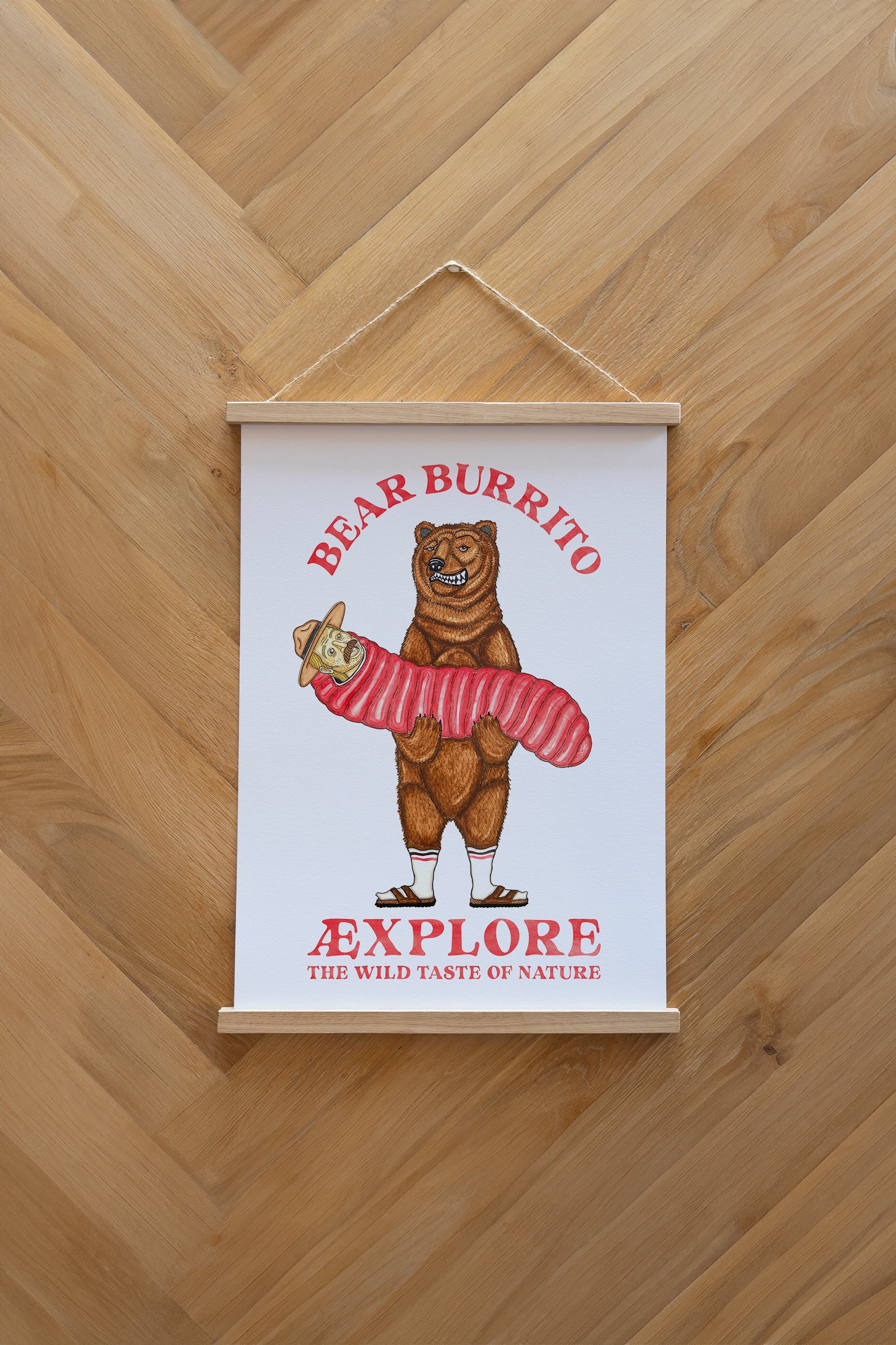 Bear Burrito Plakat - White