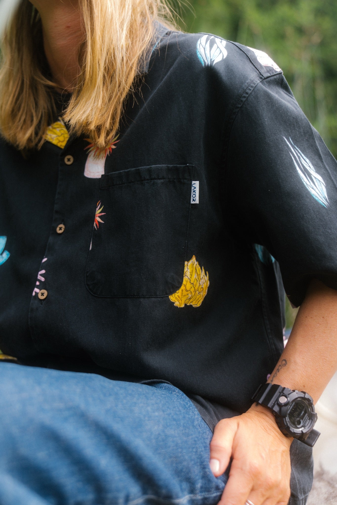 LAKOR Coral Short Sleeve Shirt Short Sleeve Shirt Moonless Night