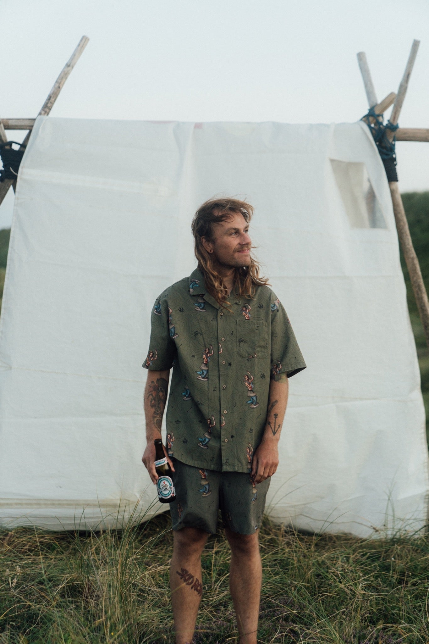 LAKOR Dashboard Hula Short Sleeve Shirt Short Sleeve Shirt Deep Lichen Green