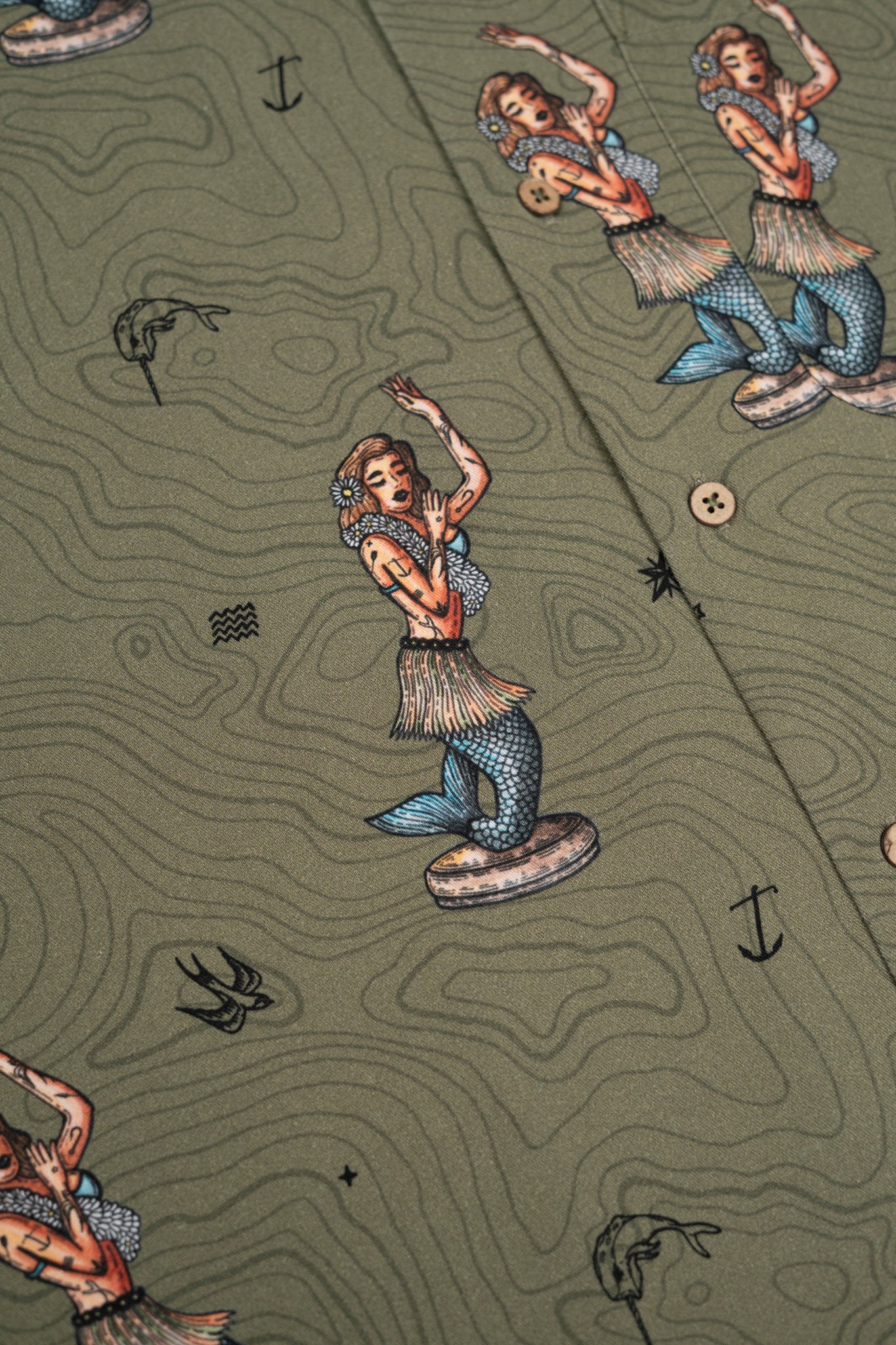 LAKOR Dashboard Hula Short Sleeve Shirt Short Sleeve Shirt Deep Lichen Green