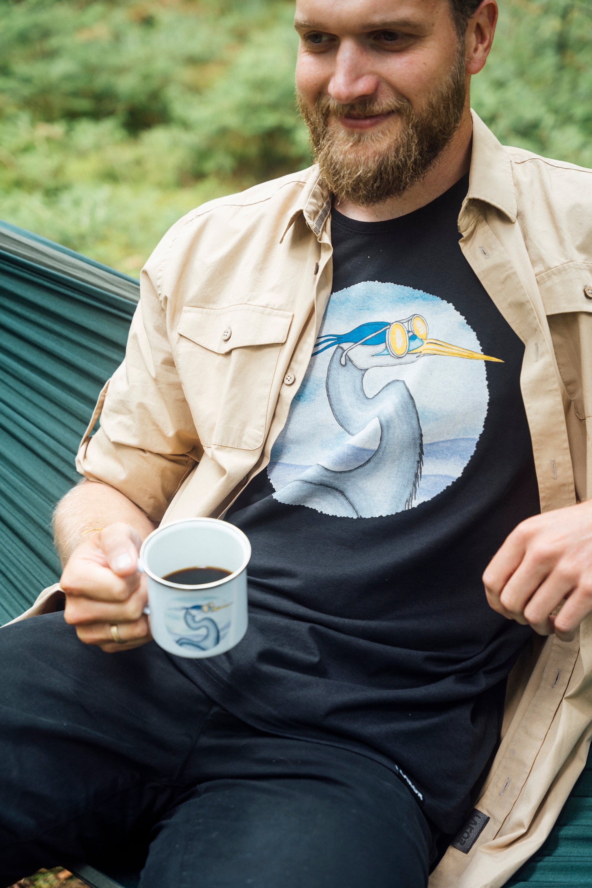 Egret T-shirt - Moonless Night
