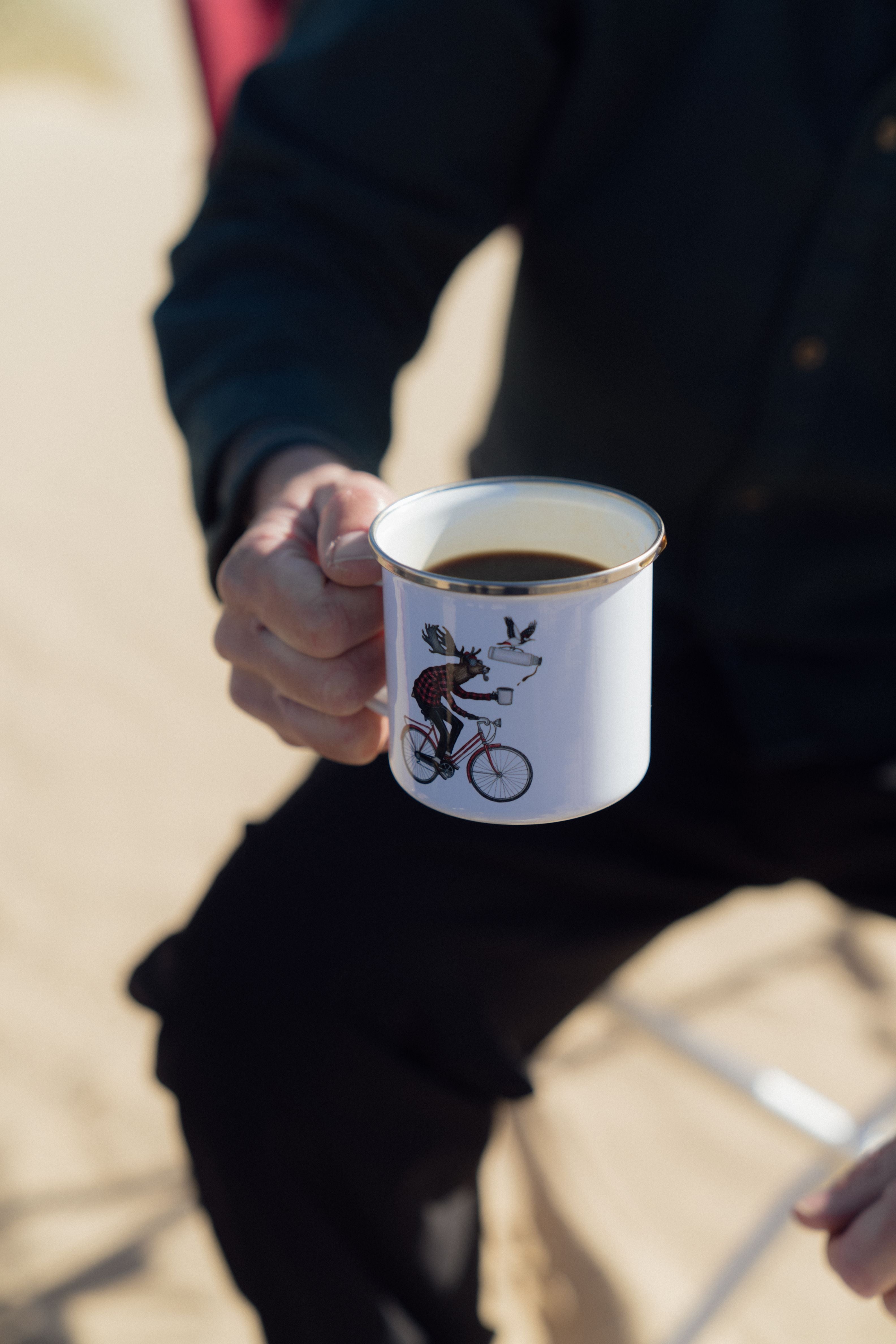 LAKOR Off To Work Emaljekrus Mug White