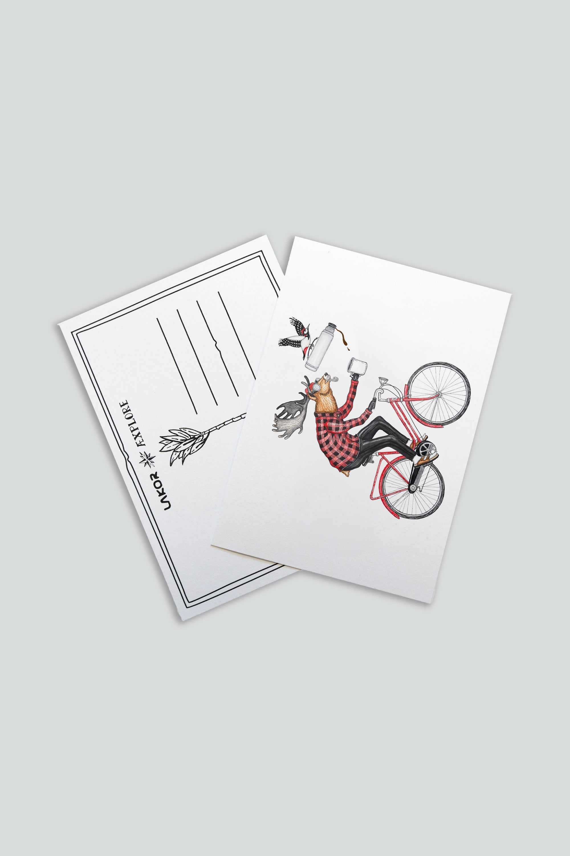 LAKOR Off To Work Postkort Postcard White