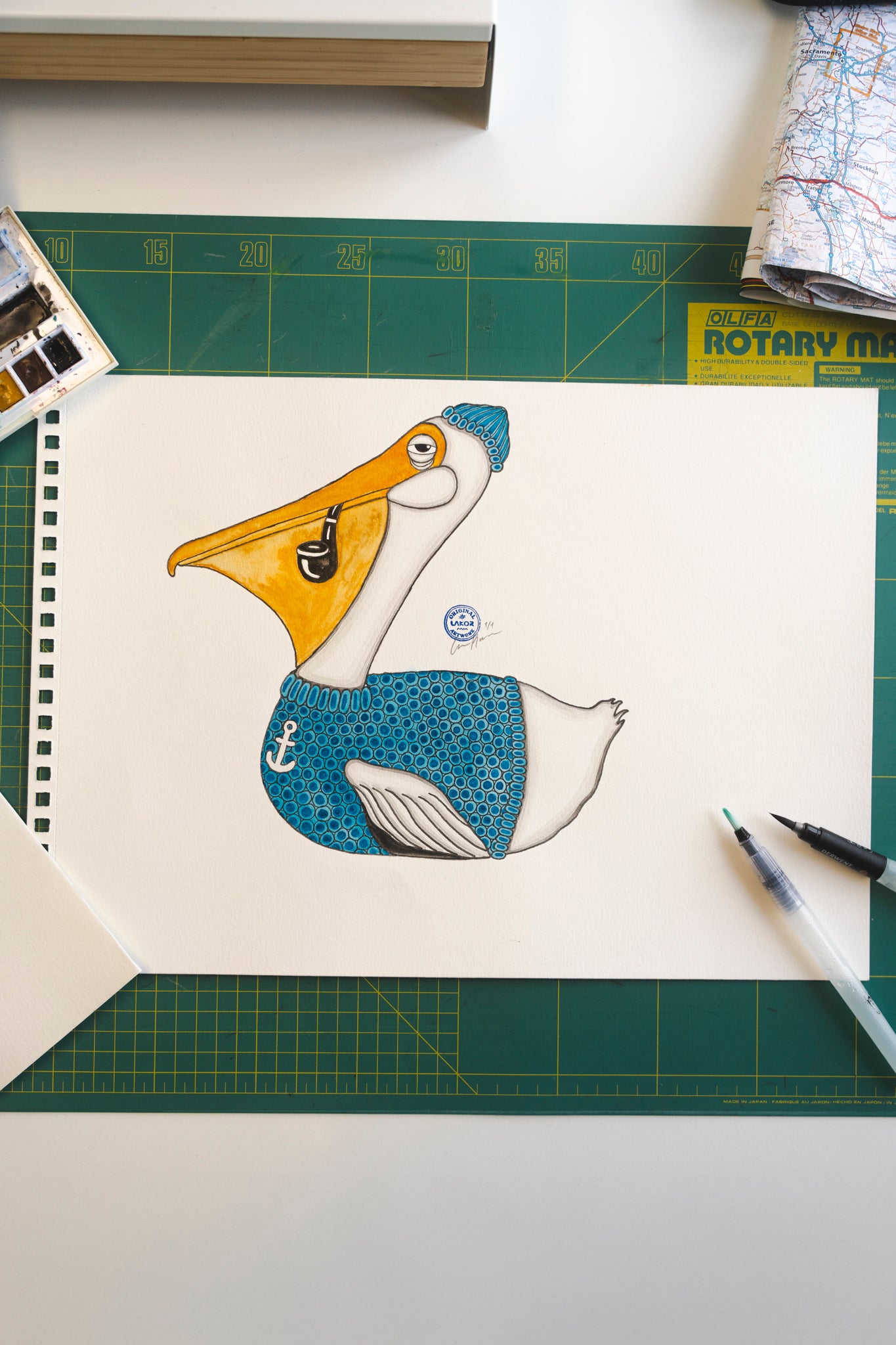 LAKOR Sailing Pelican Original Poster White