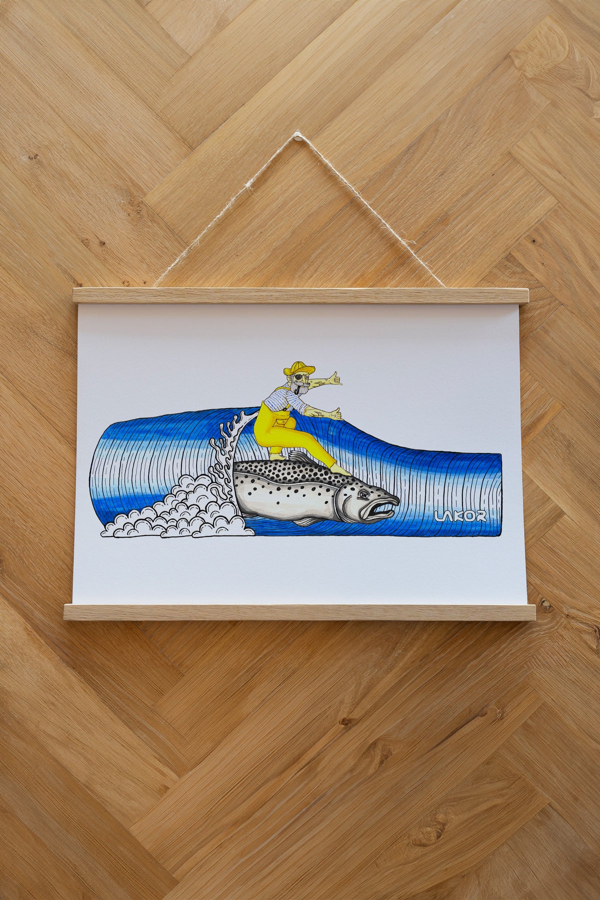 Salmon Surfer Plakat - White