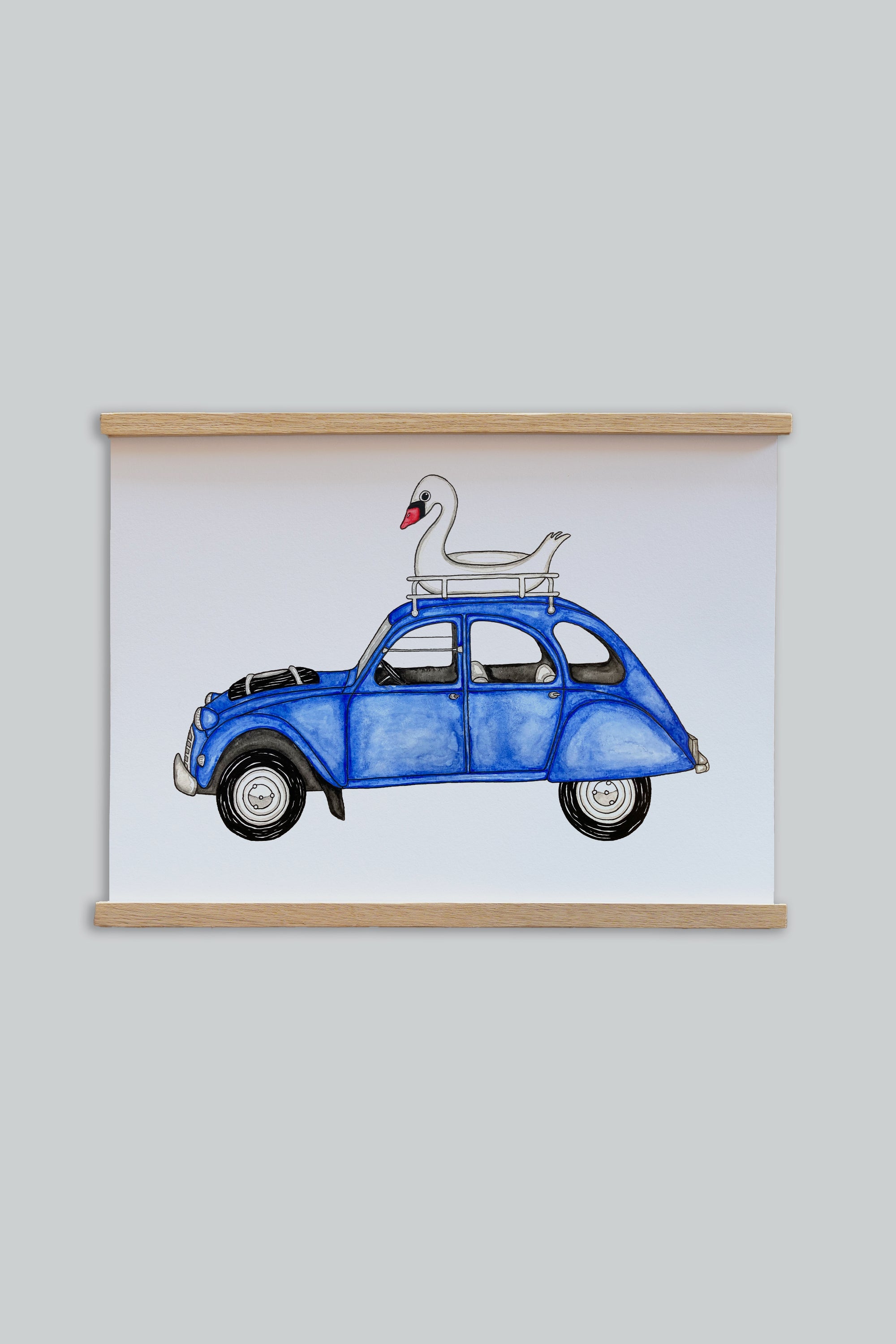 LAKOR Swan On Wheels Plakat Poster White